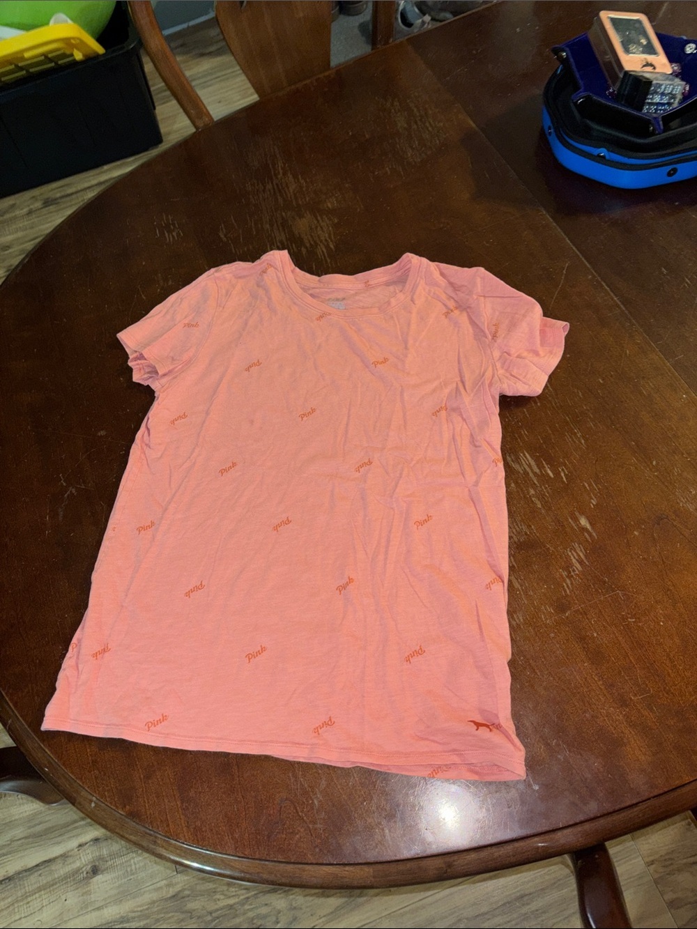 PINK Victoria's Secret Coral Pink Short-Sleeve Logo Tee